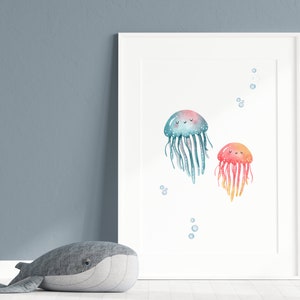 Medusas mundo submarino, mural para habitación infantil, cartel infantil, cartel para habitación infantil, PDF