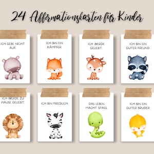 Tarjetas de afirmación tarjetas de aliento para niños tarjetas afirmaciones creencias positivas, regalo, cumpleaños, alemán, descarga digital PDF
