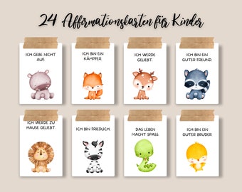 Affirmationskarten Kinder Mutmachkarten Karten Affirmationen Positive Glaubenssätze, Geschenk, Geburtstag, deutsch, PDF digitaler Download