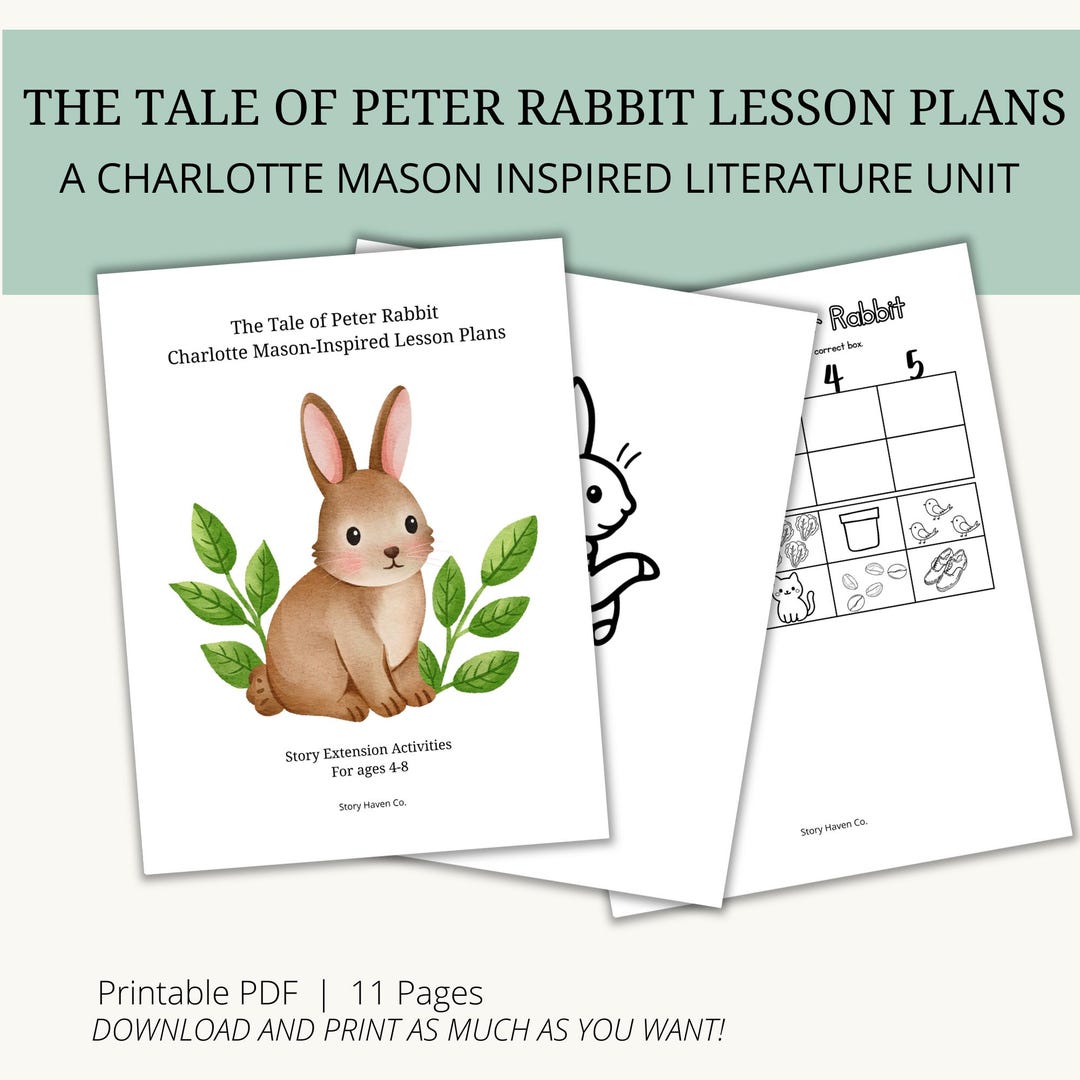 Lesson Plan On Rabbits Peter Rabbit Unit Study | Charlotte Mason Literature Lesson Plans (PDF ...
