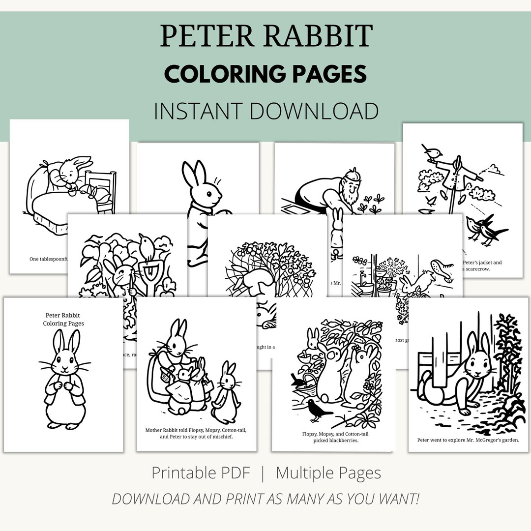 Printable Coloring Pages | Peter Rabbit | Preschool | Homeschool - Etsy