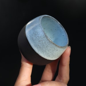 Black and White Stoneware Ceramic Small Single Espresso Shot Cup, Minimalistic, Glazed in White, Gift For Him, Gift for her, 75ml / 2.5 oz