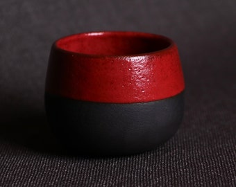 Christmas Red, Black Stoneware,  Red Ceramic Espresso Cup, Turkish Coffee Cup, Handmade Minimalistic Cup Glazed in Red, Gift for Christmas