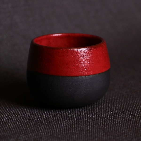 Christmas Red, Black Stoneware,  Red Ceramic Espresso Cup, Turkish Coffee Cup, Handmade Minimalistic Cup Glazed in Red, Gift for Christmas