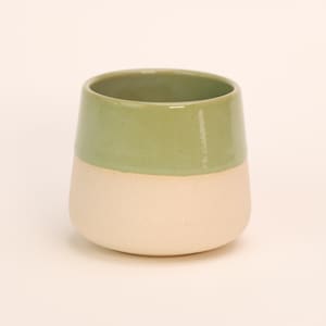 Green Glazed Handmade White Stoneware Ceramic Single Espresso Cup, Minimalistic Style Cup Glazed in Green, Gift for Her and Him, 75ml