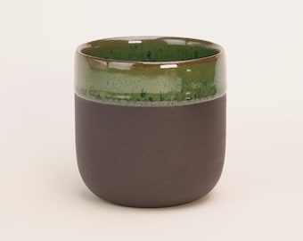 Black Stoneware Cup, Glazed in Dark Green, Coffee & Tea Cup, Handmade Minimalistic Ceramic Cup, Gift for the Home, Christmas Gift