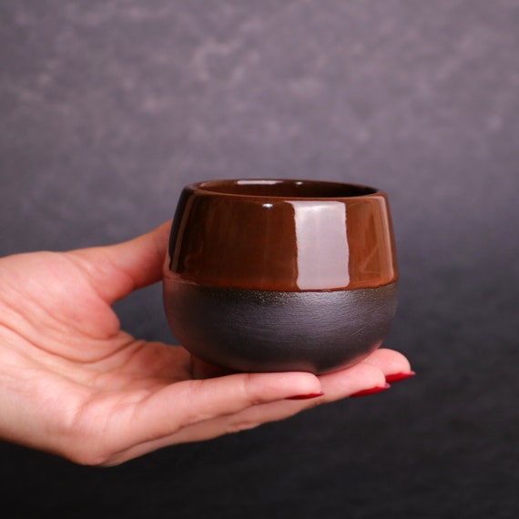 Handmade Black Stoneware Espresso and Turkish Cup