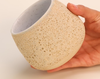 Handmade, Moon Surface White Stonware Ceramic Cup, Textured Surface, Glazed in white, 13.5oz, 400ml, Large Ceramic Cup, Gift for Her, Him