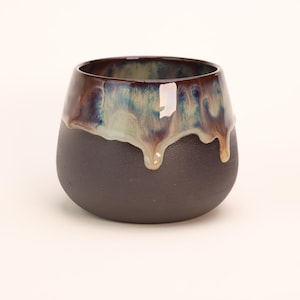 Handmade Japanese Style Black Stonware Ceramic Cup, Iced Coffee Cup, Handcrafted Ceramic Mug, 13.5oz, 400ml, Large Ceramic Cup