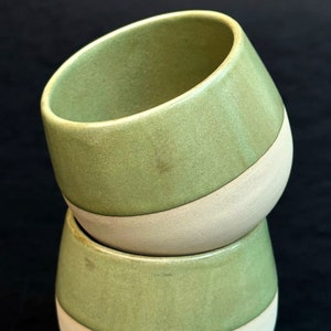 Double Espresso Cup in Light Green, Handmade White Stoneware Ceramic, 150 ml / 5 oz, Turkish Coffee Cup, Gift for her, Gift for him