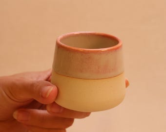 Single Shot White Clay Stoneware Espresso Cup, Glazed in Pink, 80 ml / 2.5 oz, Handmade Gift for Coffee Lovers, Christmas Gift, Gift for Her