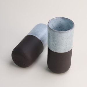 Black Clay Water Glass, Handmade Stoneware Ceramic Drinkware, Iced Coffee Cup, 180ml, 6oz, Christmas Gift, Drinkware Set Decoration