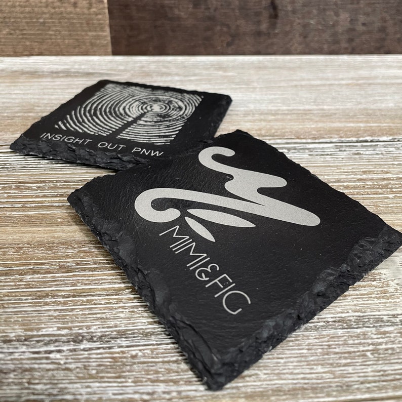 Personalized Logo Coasters Your Logo Set of 4 Rustic Slate Company