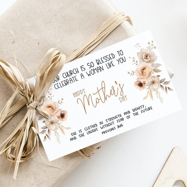 DIGITAL Church Happy Mother's Day Gift Tag Present for Moms on Mothers Day Card for Mom Church Gift Present Printable Download
