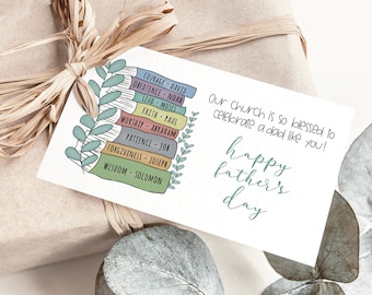 DIGITALE kerk Happy Father's Day-cadeaukaartje, cadeau voor vader op Vaderdag, mannen van de Bijbel bulk-cadeaulabel voor mannen, afdrukken, JPEG-pdf downloaden