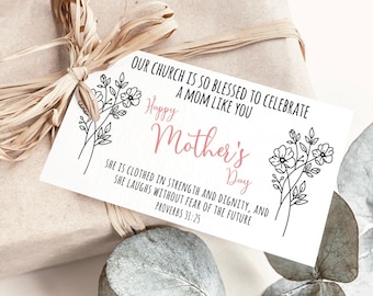 DIGITAL Church Happy Mother's Day Gift Tag Present for Moms on Mothers Day Card for Mom Church Gift Present Printable Download