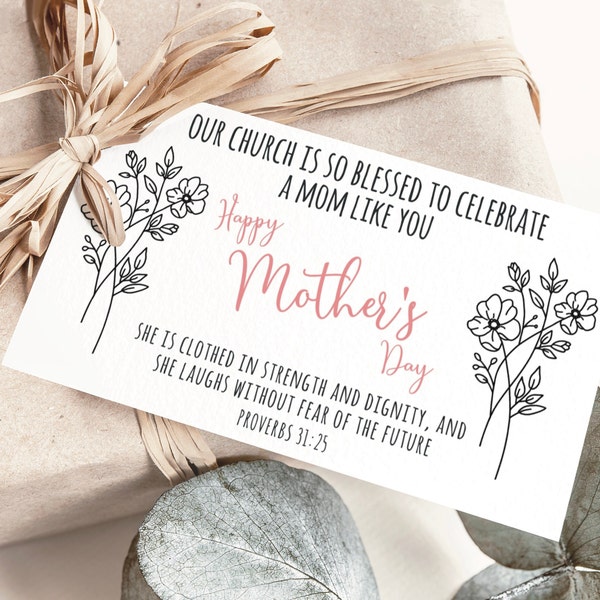 DIGITAL Church Happy Mother's Day Gift Tag Present for Moms on Mothers Day Card for Mom Church Gift Present Printable Download