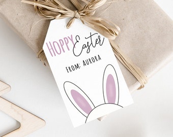 DIGITAL Easter Gift Tags Bunny Basket Label Party Favor Kids Classroom School Gift Tag Decor Happy Easter Bait Printable Custom Name Digital