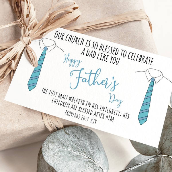 DIGITAL KJV Church Happy Father's Day Gift Tag Present for Dads on Fathers Day Card for Dad Church Gift Present Printable Download Bulk