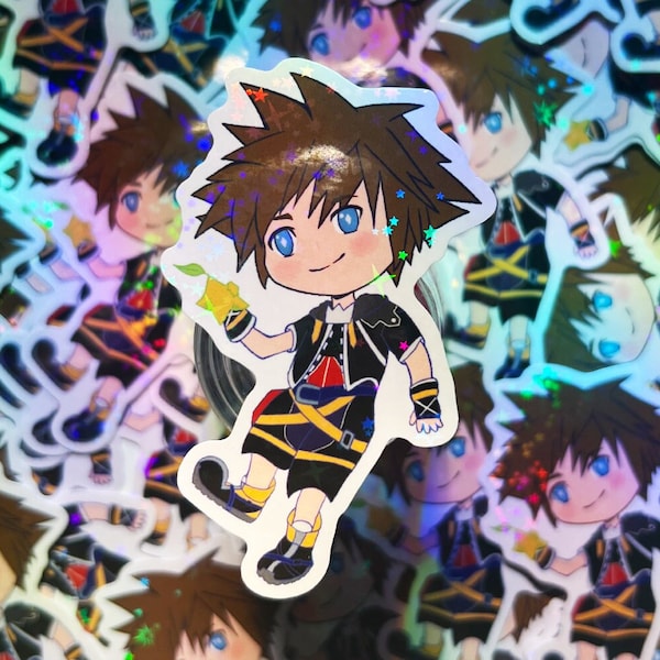 KH Chibi Sora Holographic Star Vinyl Sticker