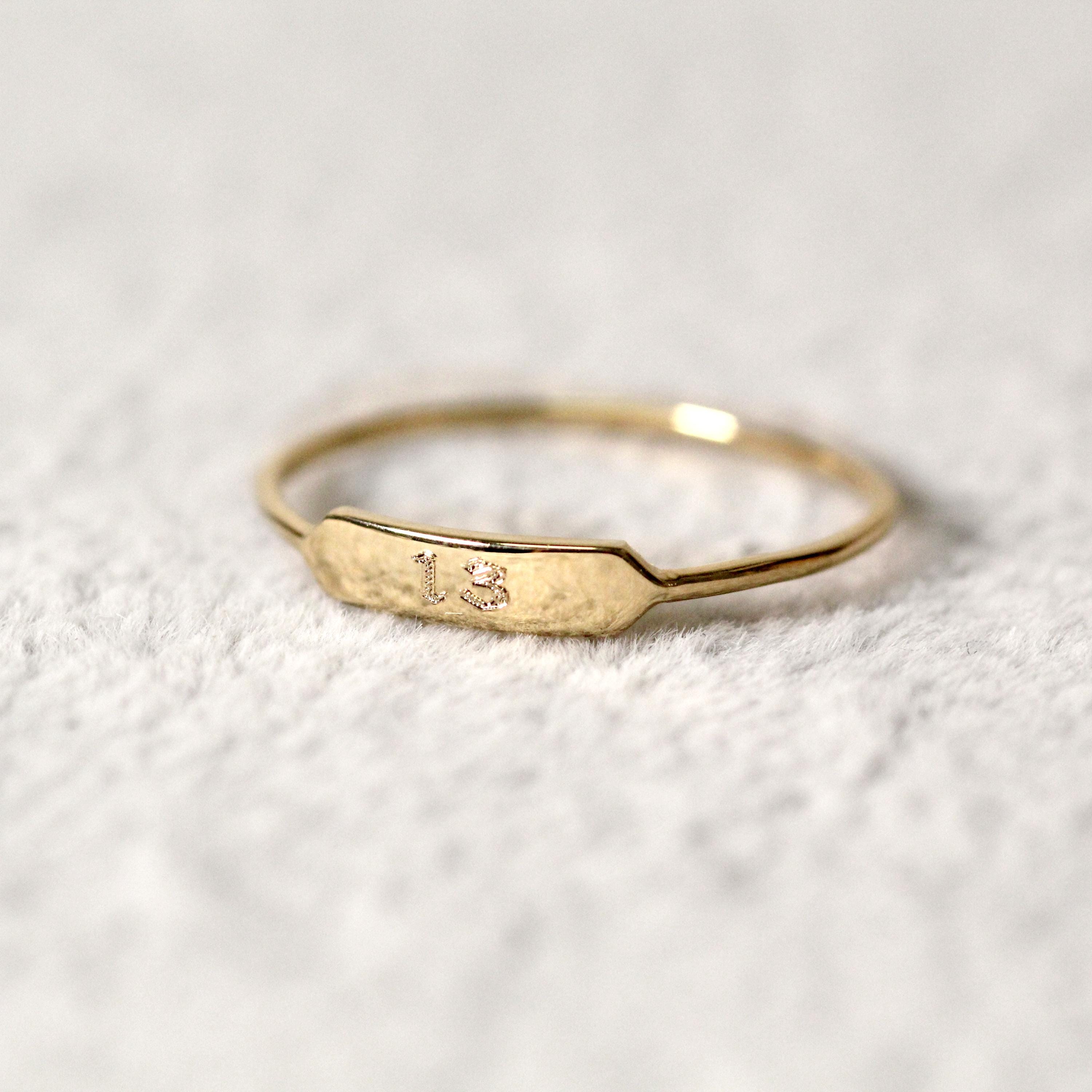 Personalized 14k Gold Engraved Name Ring, Handmade - Etsy