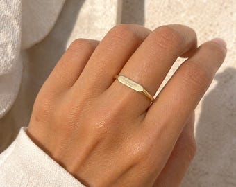 Personalized 14k Gold Engraved Name Ring, Handmade