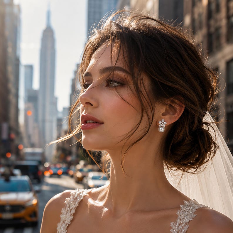 Camellia Pearl Earrings – Anniversary Wedding Jewelry in New York City - Jewelry Designer Brand by VicStoneNYC Fine Jewelry image 1