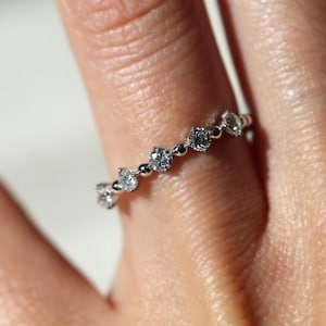 14K Gold Dainty Lab Diamond Stacking Ring, Minimalist Sparkle Band, Everyday Fine Jewelry