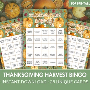 Printable Thanksgiving Bingo Cards, Printable Fall Game, Fall Classroom Activity, Fall Activity Kids, Fall Games for Kids Adults, Fall Bingo