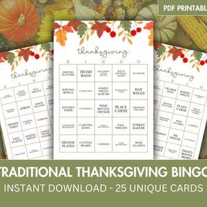 Printable Thanksgiving Bingo Cards, Printable Fall Game, Fall Classroom Activity, Fall Activity Kids, Fall Games for Kids Adults, Fall Bingo