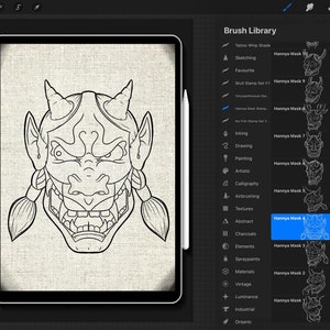 Hannya Mask Stencil&#39;s / Brush set - 12 Pack