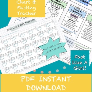 FULL BUNDLE, Fast Like A Girl One Look Chart & Record Chart Combined, Fast like a girl summary pages tracker, Intermittent Fasting Tracker