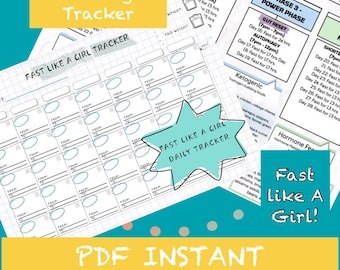 FULL BUNDLE, Fast Like A Girl One Look Chart & Record Chart Combined, Fast like a girl summary pages tracker, Intermittent Fasting Tracker