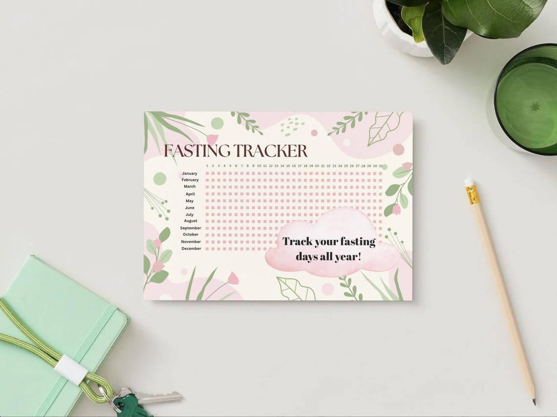 Fasting Tracker Printable | Yearly Intermittent Fasting Chart | Year at a Glance Wellness Habit ...
