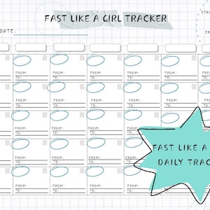 Fast Like A Girl Everyday Fasting  Chart, Fasting Record Chart For Women 28 Day Cycle, Fasting Lifestyle Recording Chart, Dr Mindy Pelz