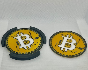 Bitcoin Coaster Set – Crypto Drink Coasters for Home Bar, Office, or Gamer Desk – Cryptocurrency Decor & Gift Idea for Him