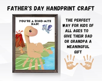 Father's Day Handprint Craft, DIY Father's Day Card For Dad, Keepsake For Dad Or Grandpa, Baby Handprint Art, Dinosaur Handprint Craft