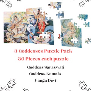 Goddesses 30 Piece Puzzle Bundles / Gifts for her / Vaishnava Games / Bhakti Art / Krishna Art