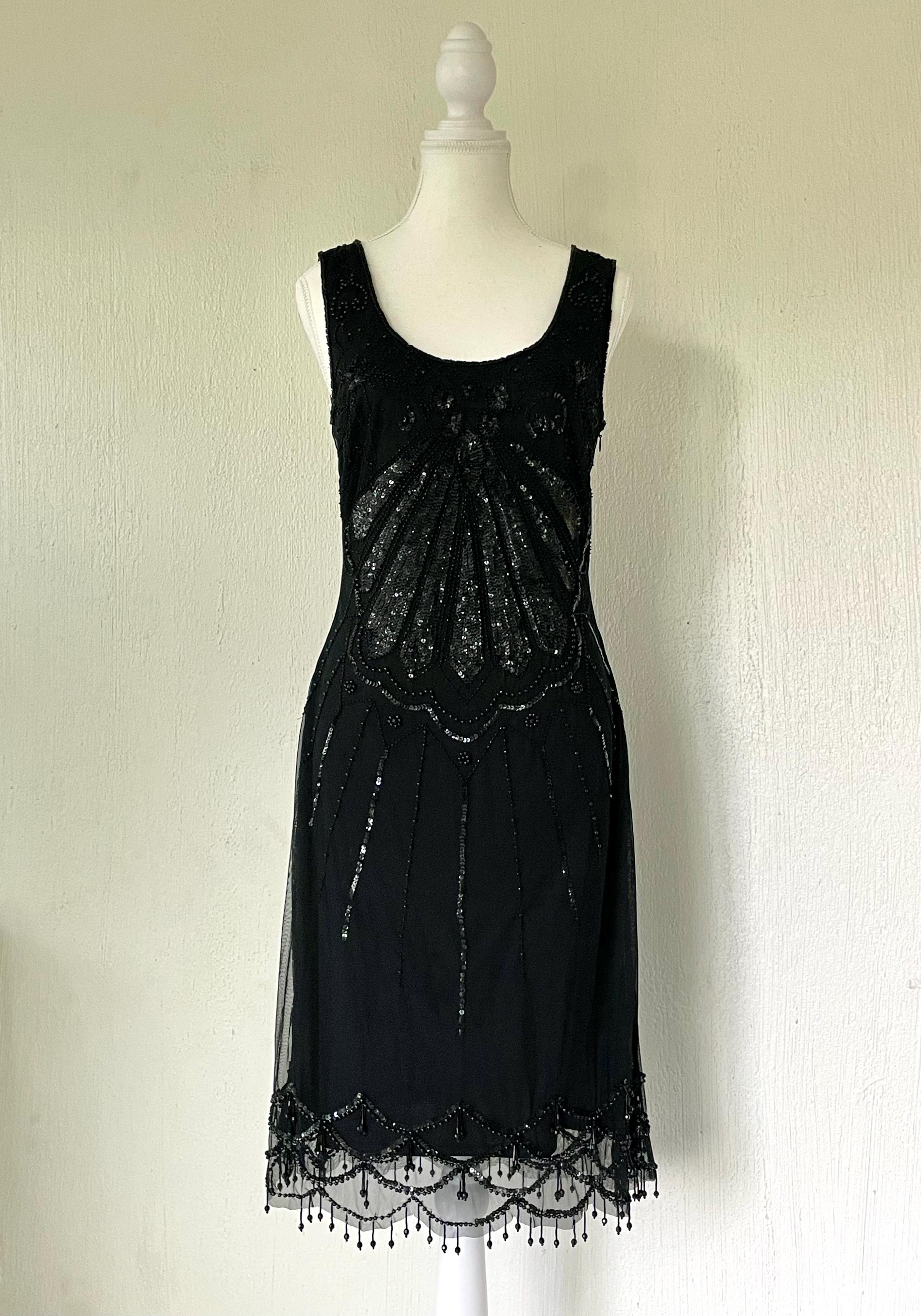green emerald velvet dress Patra Beaded Trim Long Sleeve Metallic Dress Black/Gold 10