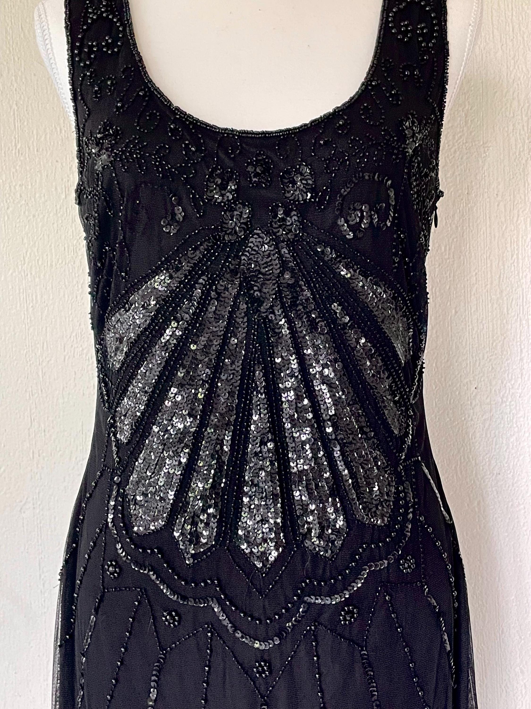 patra beaded dress Patra Navy Long Formal Dress Two Piece Set - 3/4 Sleeve, Sequin Bodice, A-Line Satin Skirt