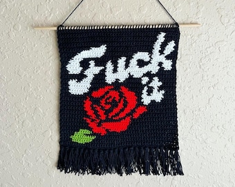 Fuck It Crochet Tapestry Pattern – Bold Sassy Wall Art (PDF Pattern)