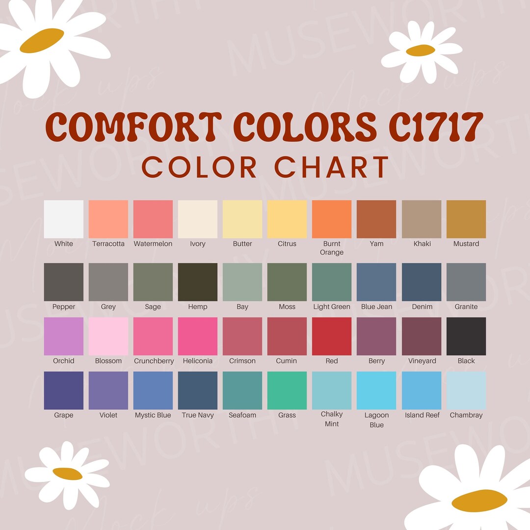Comfort Colors Color Chart Comfort Colors Mockup Comfort Etsy