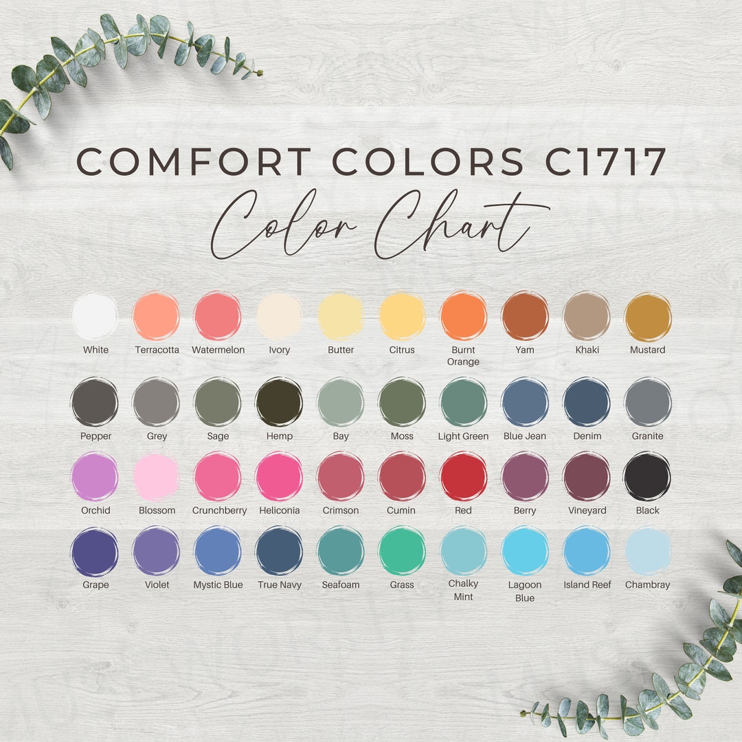Comfort Colors Color Chart Comfort Colors Mockup Comfort Etsy