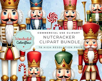 くるみ割り人形のクリップアートバンドル – クラシッククリスマスPNG、ホリデーくるみ割り人形PNG、おもちゃの兵隊のクリップアート、くるみ割り人形アート、ヴィンテージクリスマスPNG
