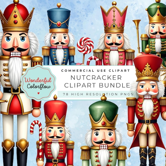 Nutcracker Clipart Bundle – Classic Christmas PNG, Holiday Nutcracker Png, Toy Soldier Clip Art, Nutcracker Art, Vintage Christmas PNG