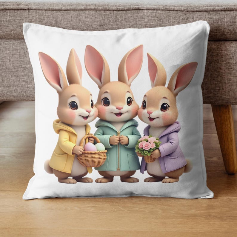 Easter Bunny Garden Clipart Collection, Spring Floral Bunny Pngs, Cute ...
