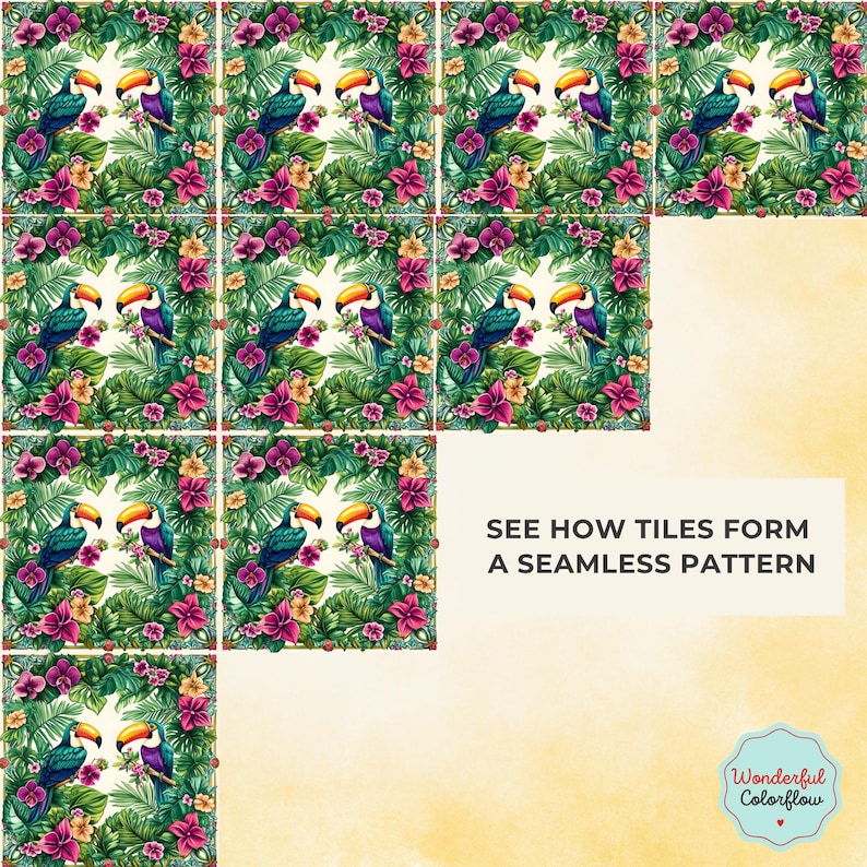 Exotic Birds Tiles – Tropical Jungle Bird Cliparts in High Resolution ...