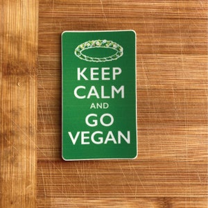Vegan Sticker, Keep Calm and Go Vegan decal, hard hat stickers, hard hat decal, laptop sticker, water bottle sticker, vinyl sticker