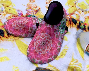 Pink Mandala Slip-On Water Shoes: Yoga Beach Aqua Socks
