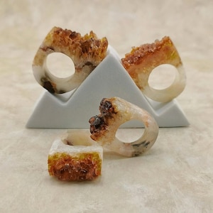 Raw Citrine Crystal Ring: Hand Carved Gemstone Statement Jewelry